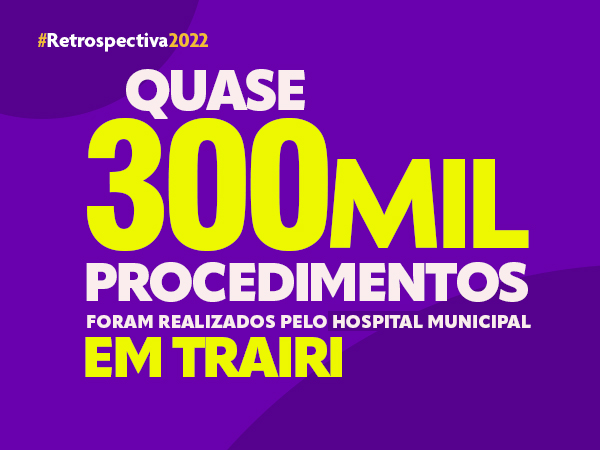QUASE 300MIL PROCEDIMENTOS FORAM REALIZADOS PELO HOSPITAL MUNICIPAL DE TRAIRI EM 2022